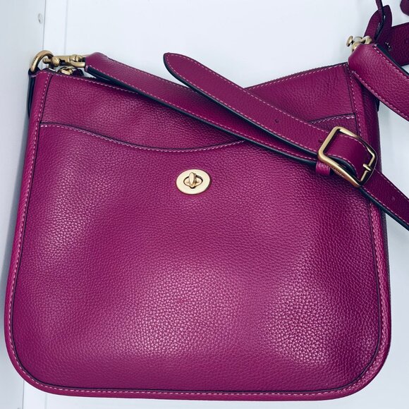 Coach Polished Pebble Leather Crossbody Bag in Deep Plum (Includes Dust Bag) NWT - Picture 4 of 12